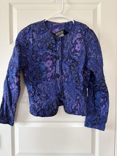 Vintage Carole Little For Saint Tropez West Cropped Quilted Boho Jacket Sz 12