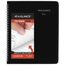 2026 Planner, Weekly & Monthly, 7" x 8.75", Medium, Executive, DayMinder, Bla...