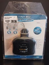 Gold X 2 Port Mini KVM Switch w/ Audio VGA Vintage NOS New Damaged Packaging
