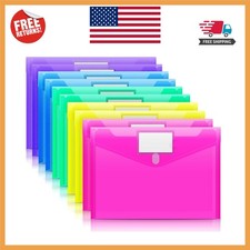 Assorted Color A4 Poly Folders: 10 Clear File Envelopes with Label Pockets