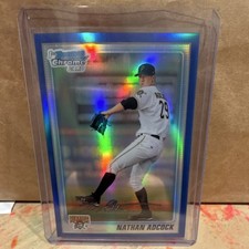 Topps 2010 Bowman Chrome Nathan Adcock Blue Refractor Auto Pirates #BCP178 /150