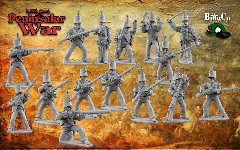 PIANO MINIATURES 28mm Napoleonic Peninsular - British Light Infantry - Belgic Shakos
