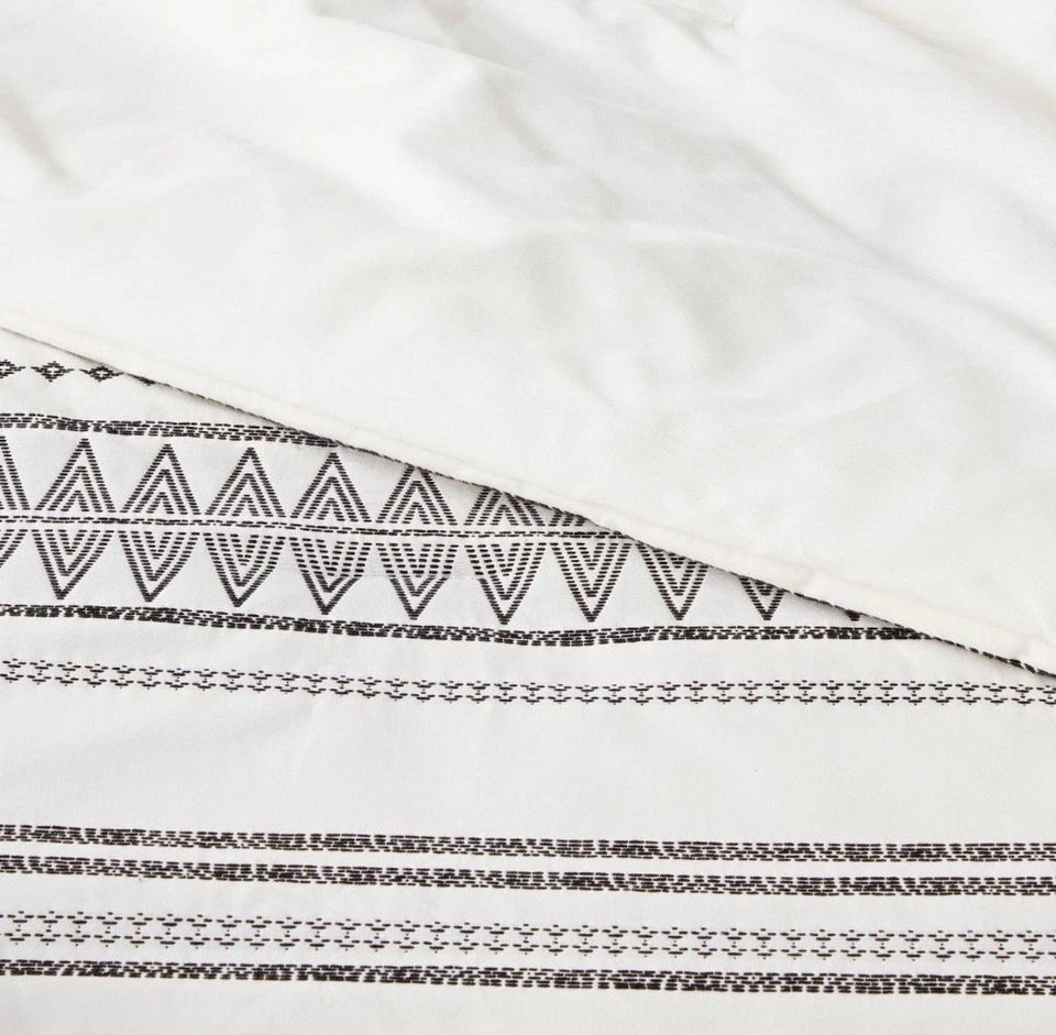 Full/Queen Tatiana Global Woven Stripe Cotton Comforter Set 5pc Cream NEW - Image 3 of 4