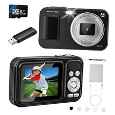 Digital Camera, Autofocus 48MP Kids Camera, FHD 1080P Point and Shoot Black