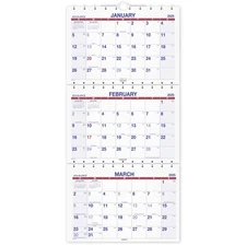 2025 Wall Calendar, 12" x 26-1/2", Large, Three-Month, Move-A-Page (PMLF112825)