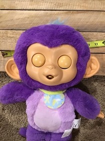 Fingerlings Cute n Cuddles Monkey - Purple/ MONKEY ONLY With Bib EUC