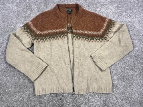 VINTAGE Abercrombie & Fitch Pullover Herren Large Shetland Wolle Fair Isle Zip 90s