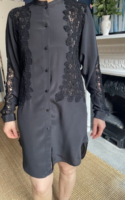 Ermanno Servinno Silk Shirt Dress With Lace Details Size 34-36