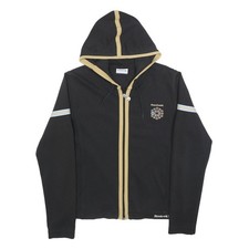 REEBOK Womens Black Beige Zip Up Hoodie M Casual Slim Fit Cotton Blend