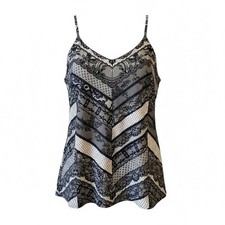 Cabi Monaco Cami Top Black Cream Womens XL Lace Print Lined T-001