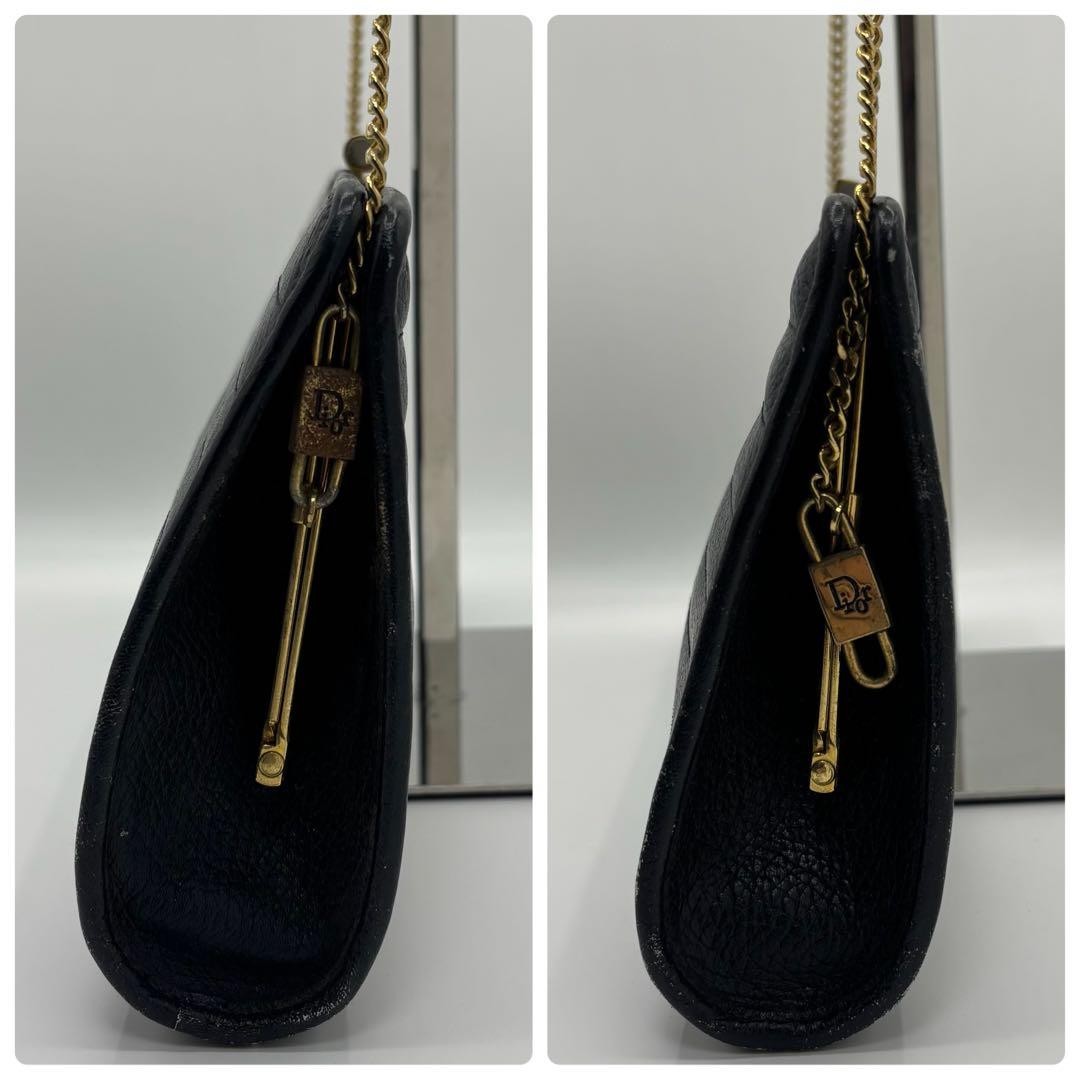 Christian Dior Vintage Tricolor Canvas Leather Chain Shoulder Bag Black — image 5