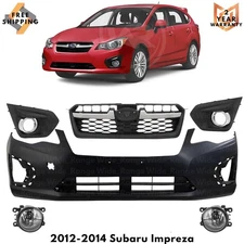 Front Bumper Cover Fascia & Grille Assembly Kit For 2012-2014 Subaru Impreza