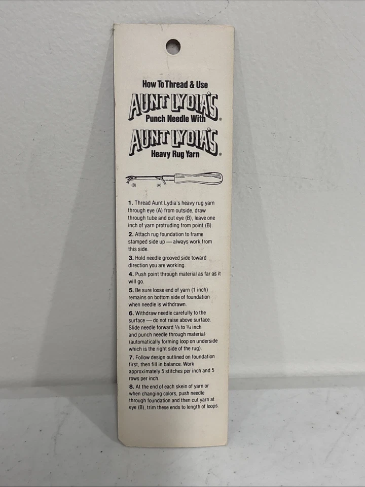 Vintage Aunt Lydia's Punch Needle Rug Crafting Tool in Original Package 235N - Image 2 of 2