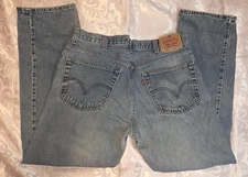 Levi's 505 Regular Fit Straight Leg 38x32 Medium Mens Wash Denim Jeans