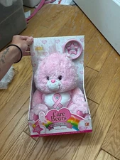 Pink Power Care Bear 2008 Limited Edition Breast Cancer 13" DIRTY FROM STORAGE