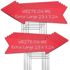 23 x 7 Inches 10 Pack Large Size White Arrow Signs with Stakes,This Way Direc...