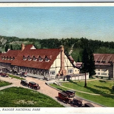 c1910s Rainier National Park, WA Paradise Inn Hotel Birds Eye Touring Cars A323