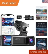 High Definition Front & Rear Dash Cam - GPS, Night Vision, & Loop Recording