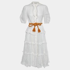 Zimmermann White Ramie Frill Amelie Dress M