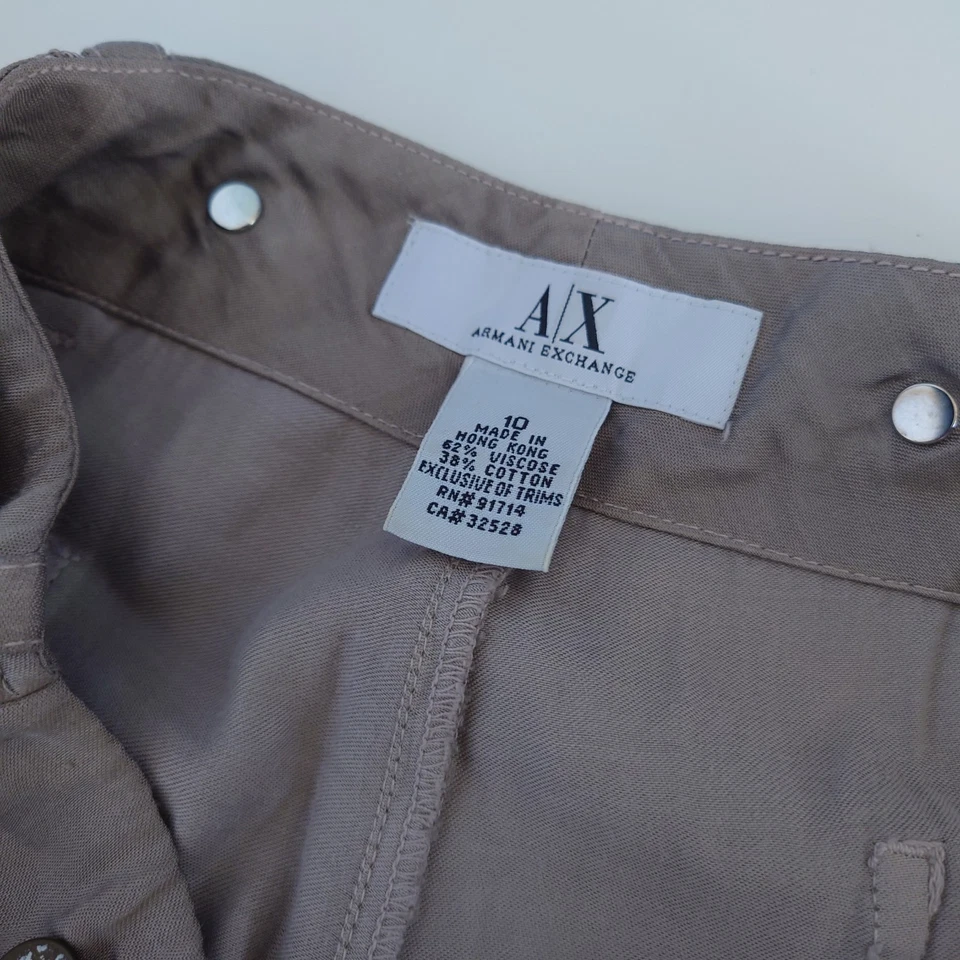 Pantalones para mujer Armani Exchange talla 10 beige algodón viscosa hechos en Hong Kong Foto 3 de 4