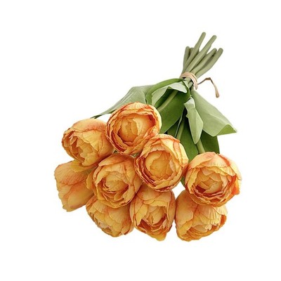 Silk Artificial 9 Head Tulip Bouquet With Burnt Edges For Stylish Settings
