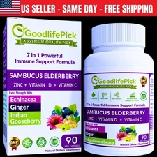 Best Elderberry  with Zinc Echinacea, Vitamin C & D Ginger & Amla 90 Capsules