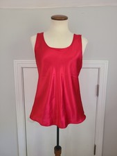 Vintage Cinema Etoile Liquid Satin Camisole Size S Glossy Scoop Tank Top Red USA