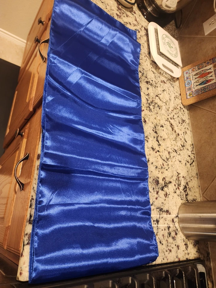 Satin Table Runner Royal Blue Banquet Decoration 12"X108"  55 runners available - Image 2 of 4
