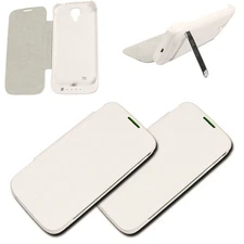 2X 3500MAH BACKUP BATTERY CHARGER POWER FLIP CASES COVER WHITE GALAXY S4