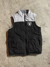NFL Las Vegas Raiders Men’s Grey & Black Reversible Fleece Puffer Vest Size M