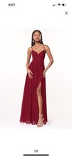 Azazie Zeya Floor Length Maroon Maxi Dress Size A14