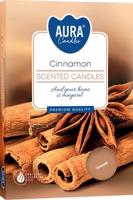 AURA Candle Duft Teelichter  Zimt    6 Stück, 66 g, Weihnachten, Advent, Kerze