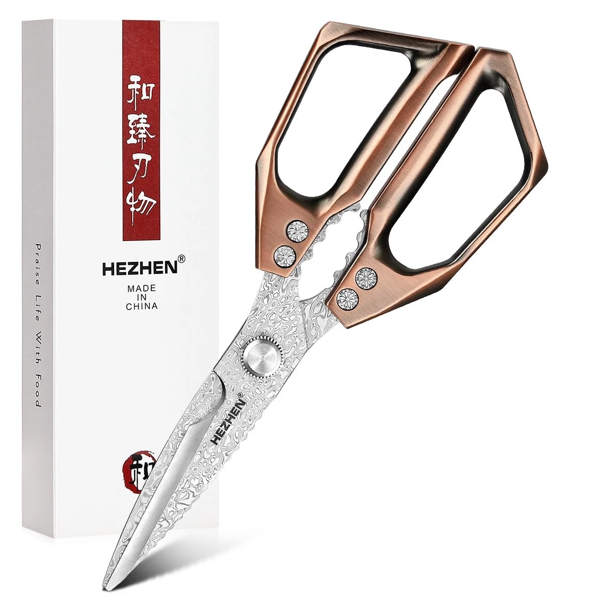 Damascus Kitchen Shears 110 Layers Steel Aluminium Alloy Handle