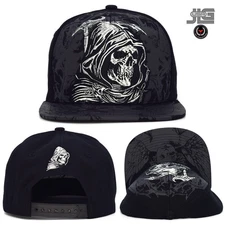 Skull New Leader TL Silver Embroidery Snapback Hat Skulls Adult Black Cap