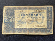Netherlands 1938 2 1/2 Gulden and also with 1 Gulden banknote