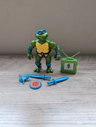 VTG 1993 TMNT Toon Leo Leonardo Figure 100% Complete Nice Loose Ninja Turtles