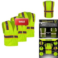 FONIRRA 3 Pack Hi Vis Safety Vest Men 8 Pockets,Hi Vis Reflective Mesh Vest Men