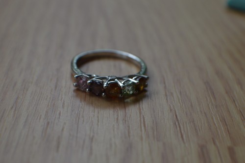 1.35ct Multi-Color Tourmaline 5 Stone Ring Platinum Over Fine Silver Sz 7 AAAA - Picture 8 of 8