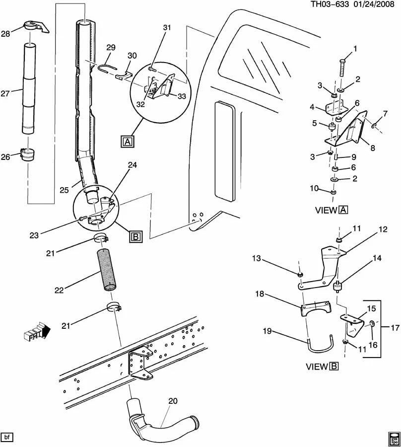 Tubo flexible de escape Topkick/Kodiak C6500-C8500 2007-2009 con abrazaderas nuevo OEM 25863119 Foto 4 de 4