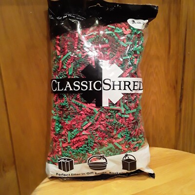 Gift Basket Shred, Crinkle Paper 3 oz Christmas Red Green