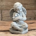 Stone Angel With Puppy Figure Religious Art Realistic Sitting Angel Statue "9