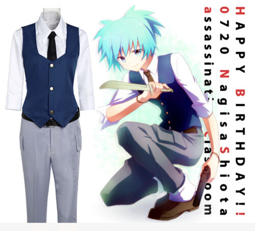 Assassination Classroom Shiota Nagisa Cosplay Kostüm Anzug shirt Manga costume - Afbeelding 1 van 7