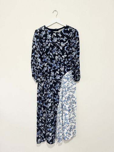 Marella Max Mara Midi Dress Size UK 12 Blue White Floral Occasion Wedding - Picture 2 of 11