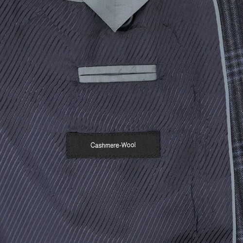 Hugo Boss The Smith 5 Sport Coat 42L Blue Plaid Wool Cashmere Elbow Patches - Picture 13 of 17