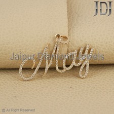 Solide 14k or Jaune H / Si Diamant Blanc Breloque Peut Initiale Lettre Pendentif