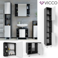 BadmöBel Set Bad Spiegel Waschtisch Hochschrank Fynn Anthrazit Weiß Vicco