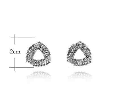 Pave Diamond Triangle Stud Earrings In 18k White Gold &ndash; Filigree Jewelers