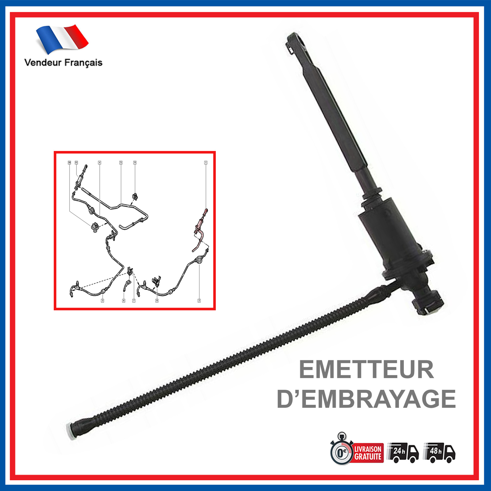 Cylindre émetteur embrayage Renault Trafic 2 l Pièce hydraulique 8200031239