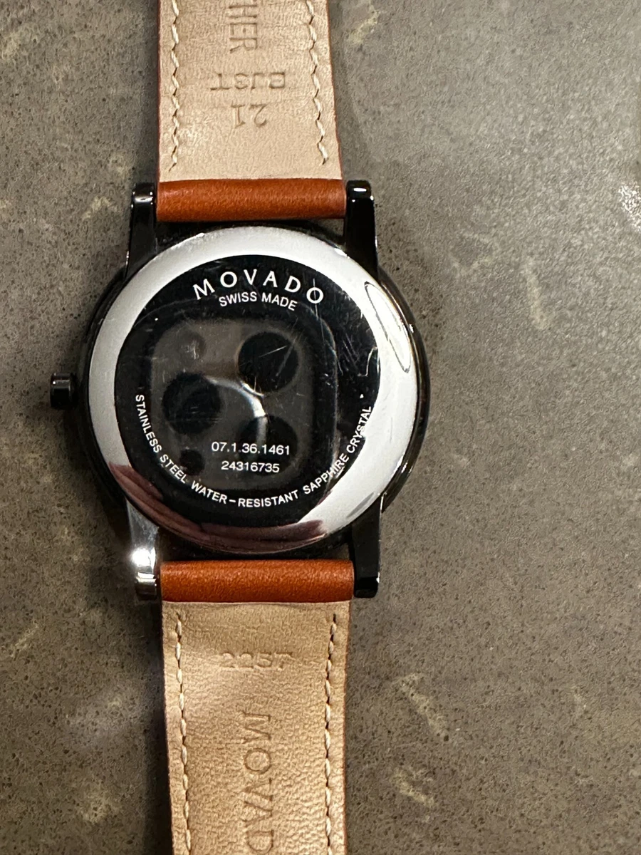 MOVADO 0607273 Museum Black Dial Cognac Leather Strap Men s Watch