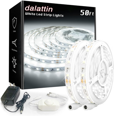 White LED Strip Lights 50Ft Dimmable Bright 24V Led Light Strip 6500K Daylight W